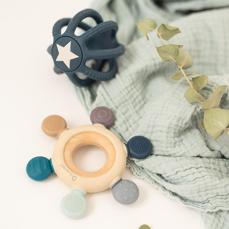 Olmitos - Conjunto de Mordedores Sensoriais de Silicone azul