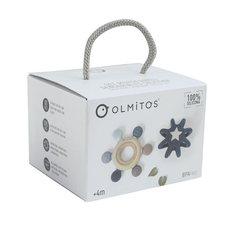 Olmitos - Conjunto de Mordedores Sensoriais de Silicone azul