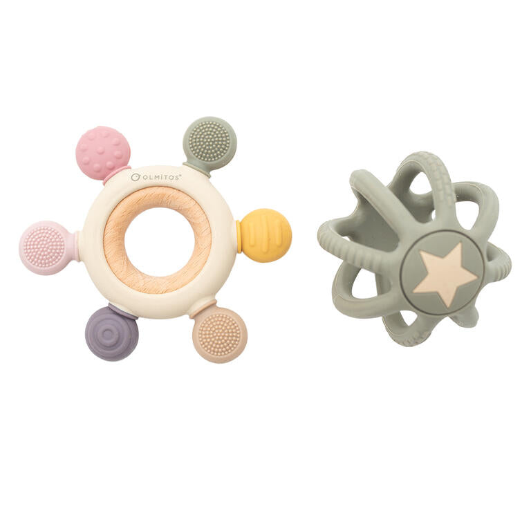 Olimitos - Conjunto de Mordedores Sensoriais de Silicone Rosa