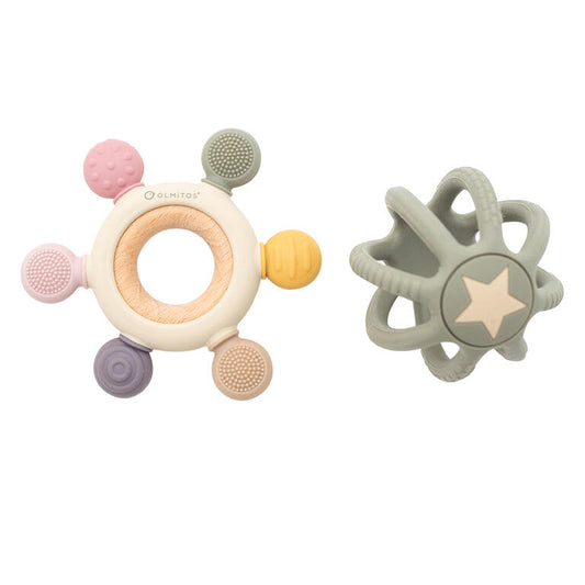 Olimitos - Conjunto de Mordedores Sensoriais de Silicone Rosa