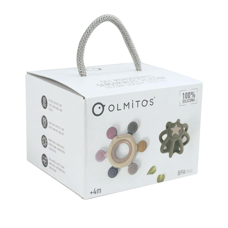 Olimitos - Conjunto de Mordedores Sensoriais de Silicone Rosa