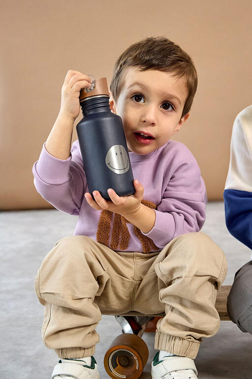 Lassig - Garrafa de Aço Inoxidável Little Gang Smile Navy 500ml