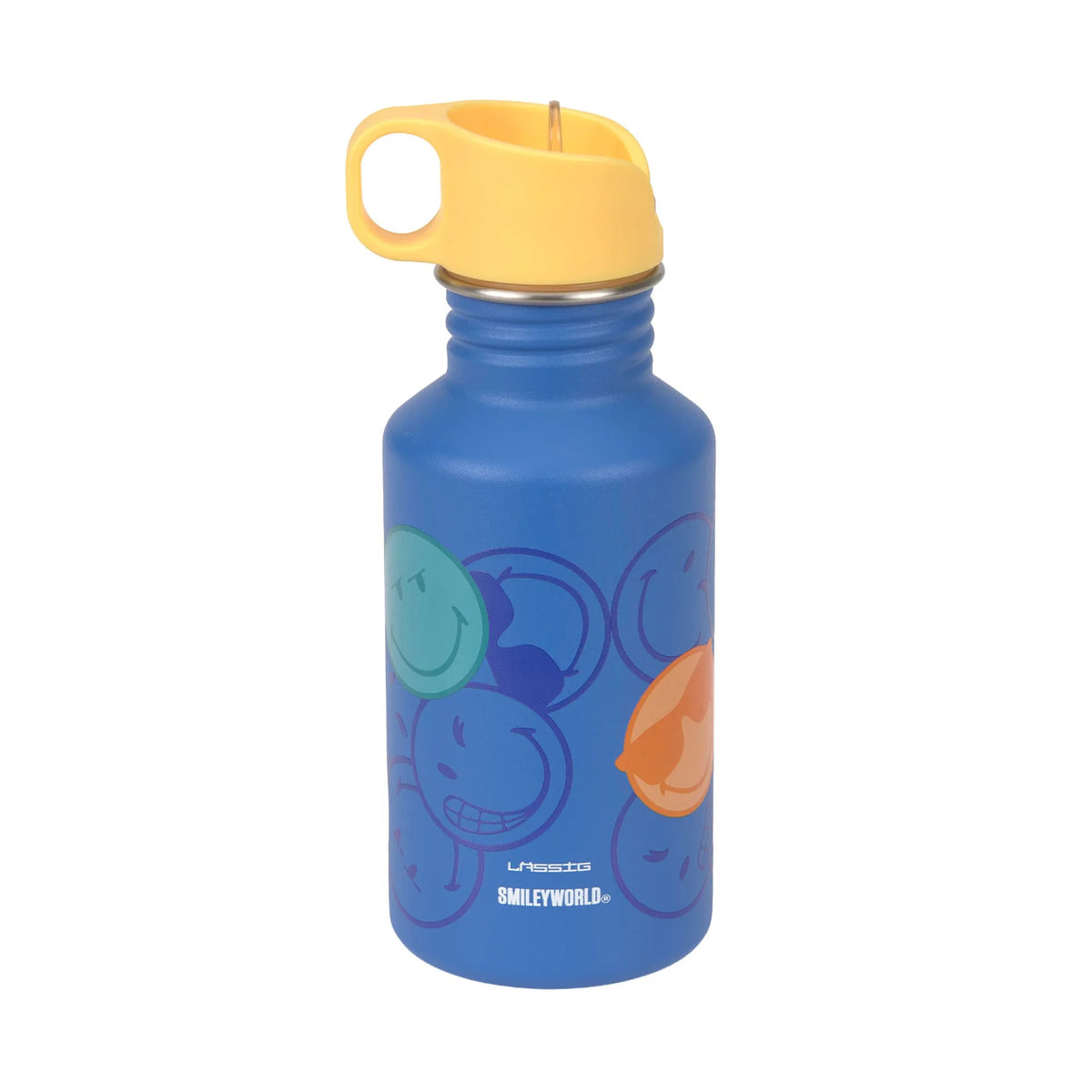 Lassig - Blue Smiley World Stainless Steel Bottle 500ml