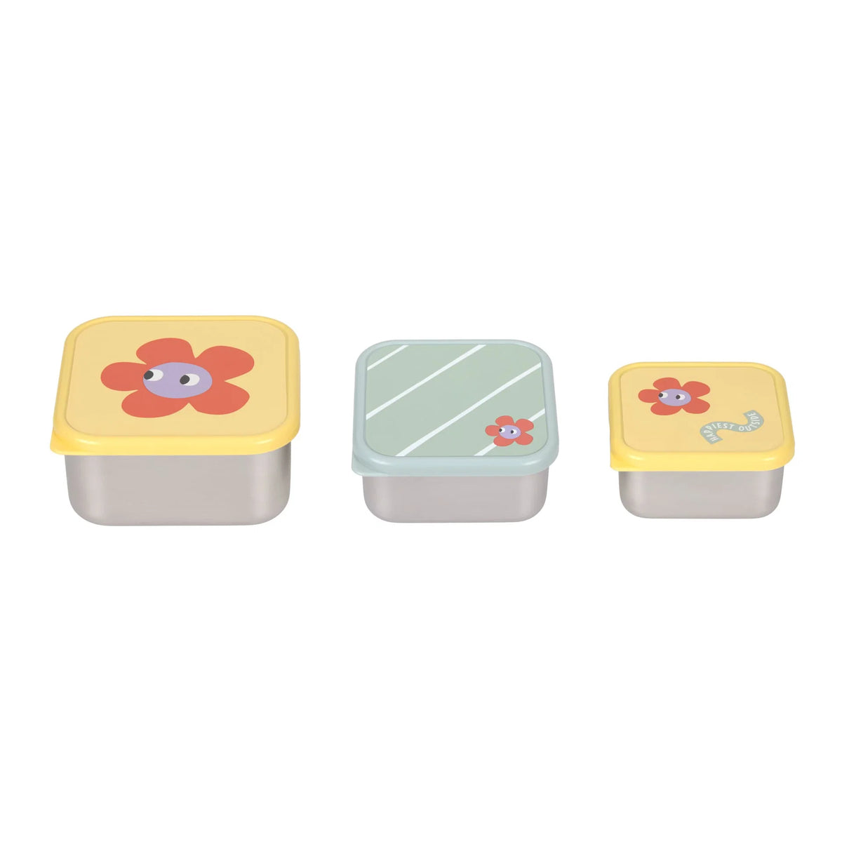 Lassig - Set de 3 fiambreras de acero inoxidable Happy Trails Flower