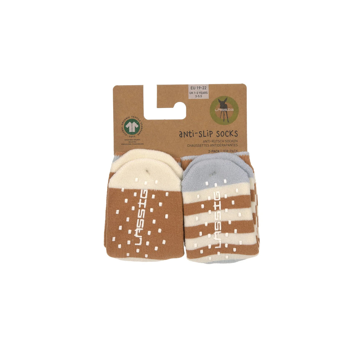 Lassig - Calcetines Antideslizantes Caramelo/Azul (Pack de 2)