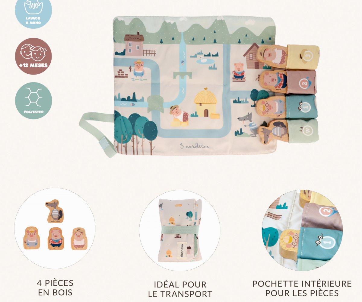 Tutete - Conjunto Individual de Mesa 3 Porquinhos