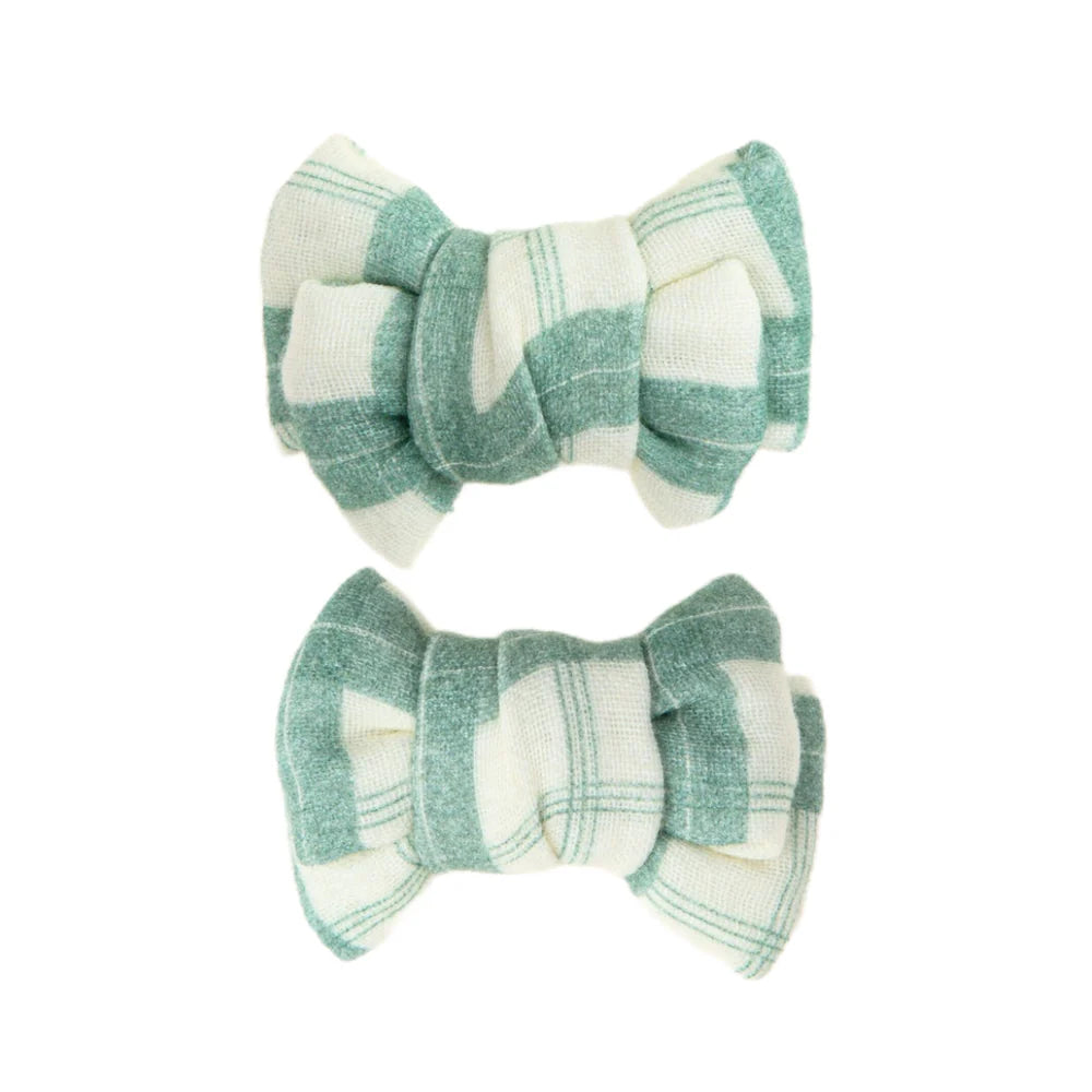Grech & Co - Conjunto de 2 ganchos de cabelo com laço Fern Plaid