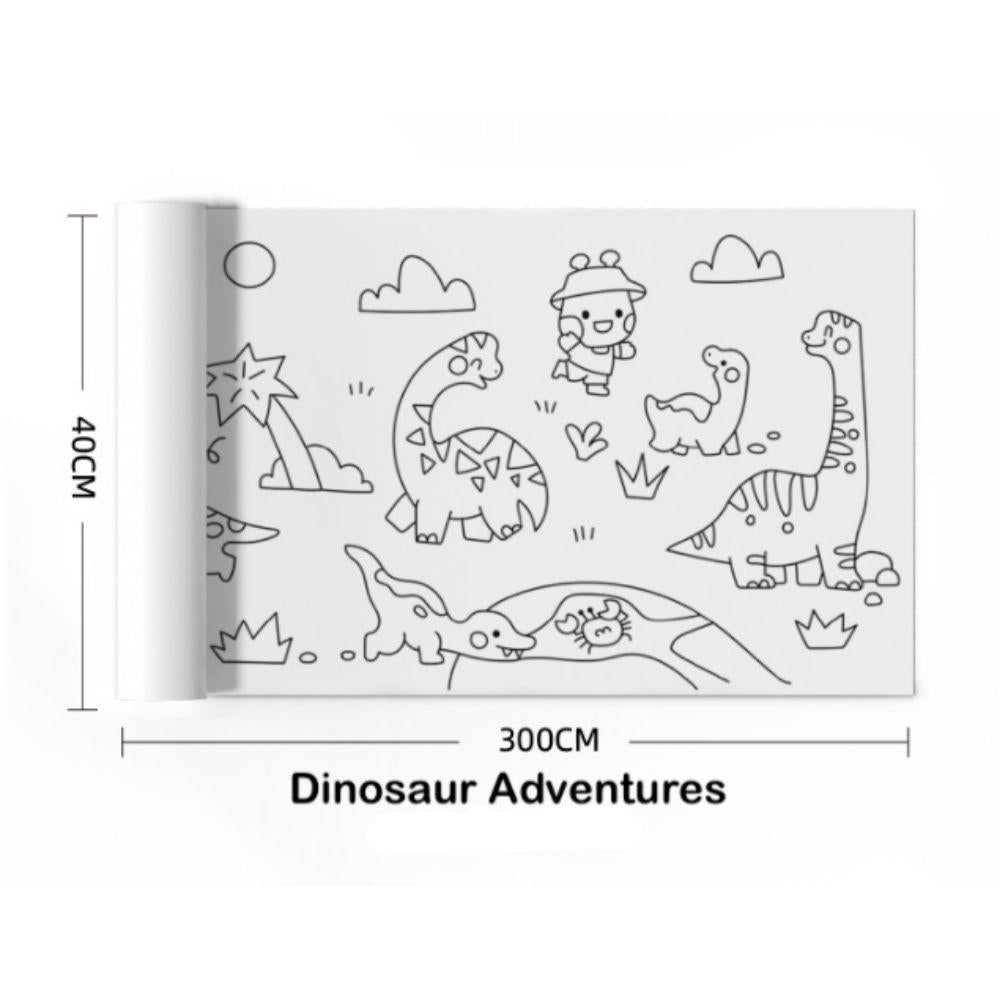 Jarmelo - Rolo de Papel Autocolante para Colorir Dinossauros