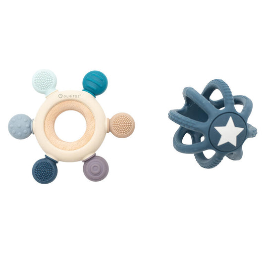 Olmitos - Conjunto de Mordedores Sensoriais de Silicone azul