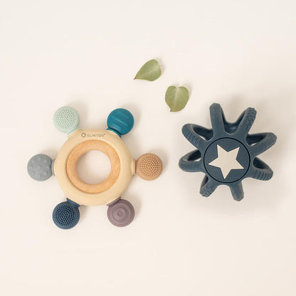 Olmitos - Conjunto de Mordedores Sensoriais de Silicone azul