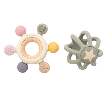 Olimitos - Conjunto de Mordedores Sensoriais de Silicone Rosa