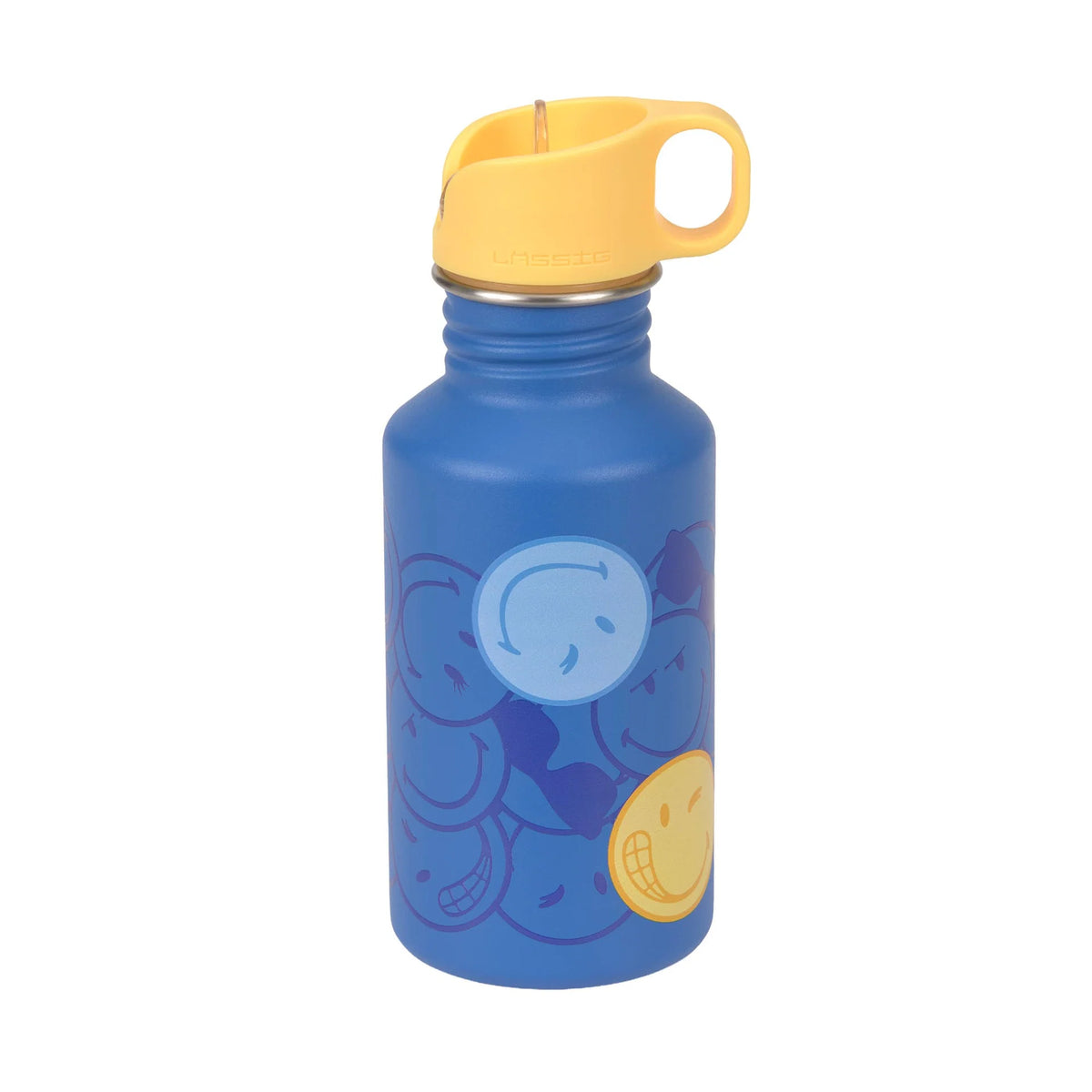 Lassig - Blue Smiley World Stainless Steel Bottle 500ml