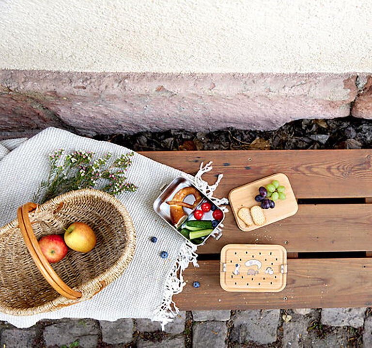 Lassig - Lancheira Aço inoxidável e Bamboo Happy Prints