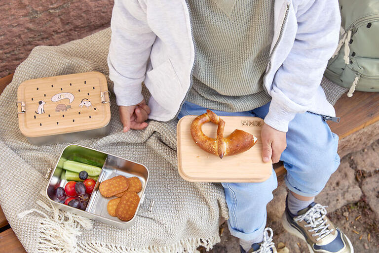 Lassig - Lancheira Aço inoxidável e Bamboo Happy Prints