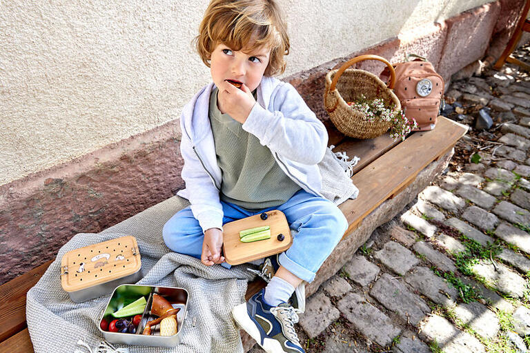 Lassig - Lancheira Aço inoxidável e Bamboo Happy Prints