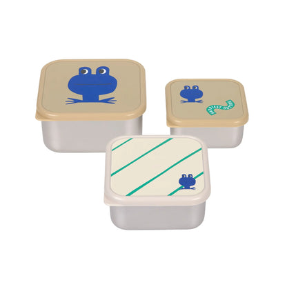 Lassig - Happy Trails Frog 3-Piece Stainless Steel Lunch Box Set