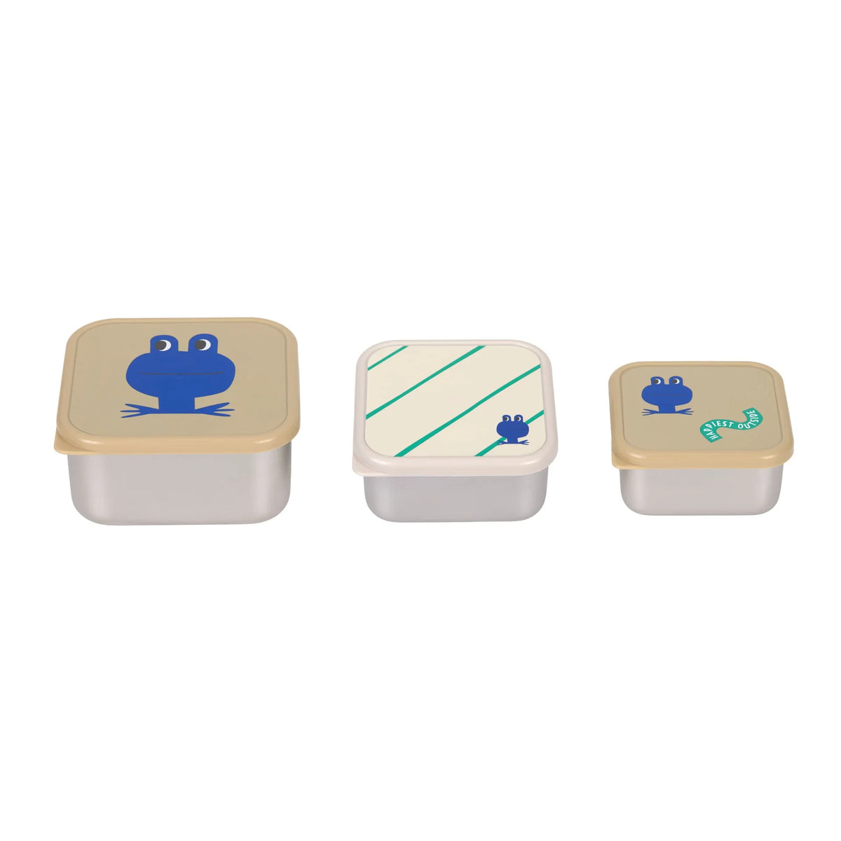 Lassig - Happy Trails Frog 3-Piece Stainless Steel Lunch Box Set