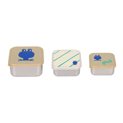 Lassig - Happy Trails Frog 3-Piece Stainless Steel Lunch Box Set
