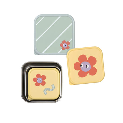 Lassig - Set de 3 fiambreras de acero inoxidable Happy Trails Flower
