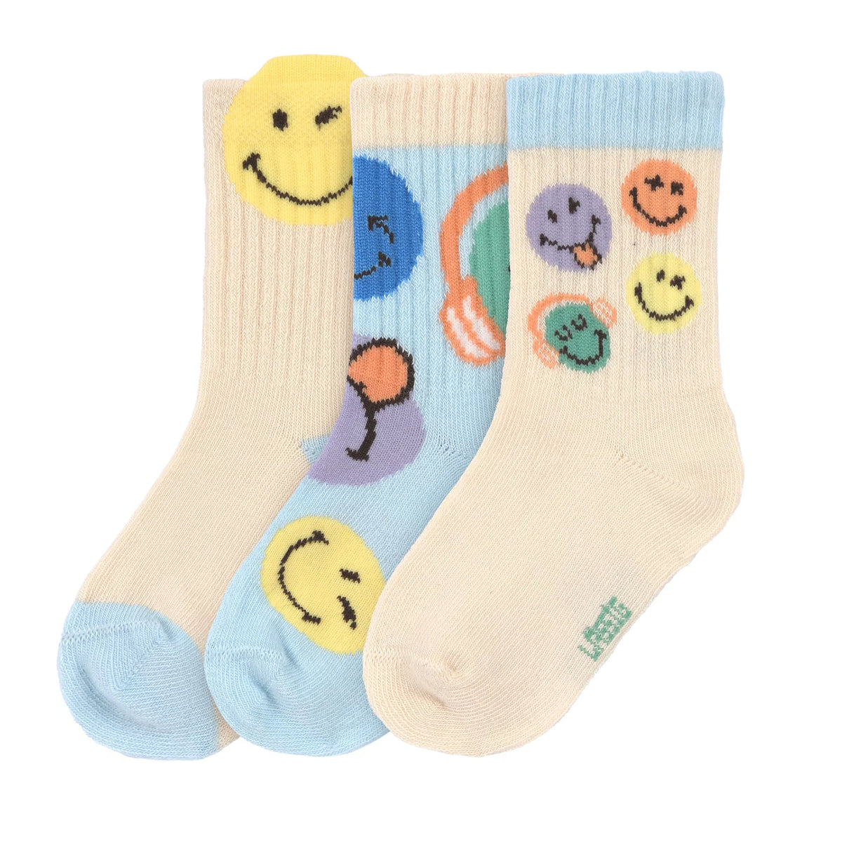 Lassig - Calcetines Smiley World Azul (Pack de 3)