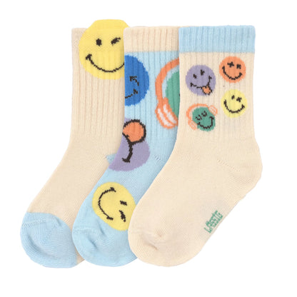 Lassig - Calcetines Smiley World Azul (Pack de 3)