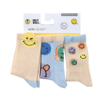 Lassig - Calcetines Smiley World Azul (Pack de 3)