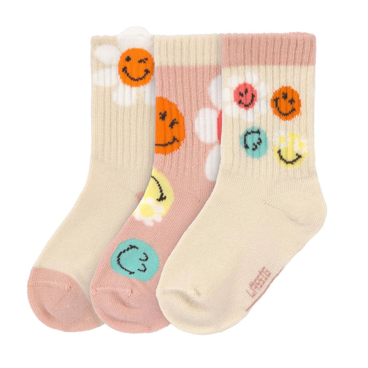 Lassig - Calcetines Smiley World Rosa (Pack de 3)