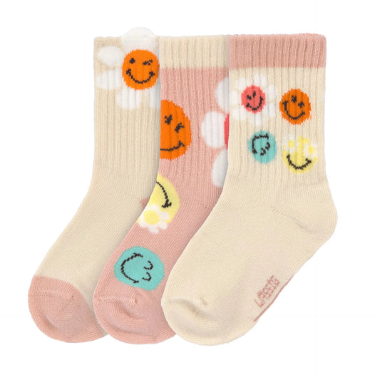 Lassig - Calcetines Smiley World Rosa (Pack de 3)