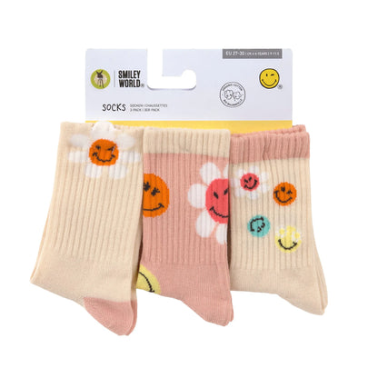 Lassig - Calcetines Smiley World Rosa (Pack de 3)
