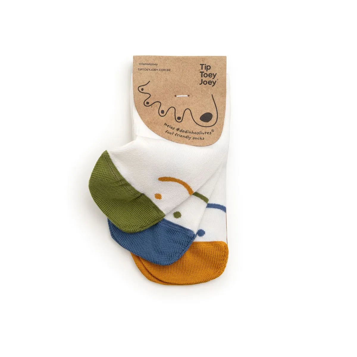 Tip Toey Joey - Meias pack de 3 Azul / Mostard / Verde