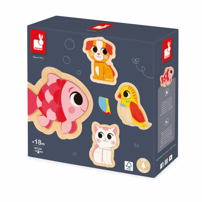 Janod - 4 Puzzles Evolutivos Animais de Estimação