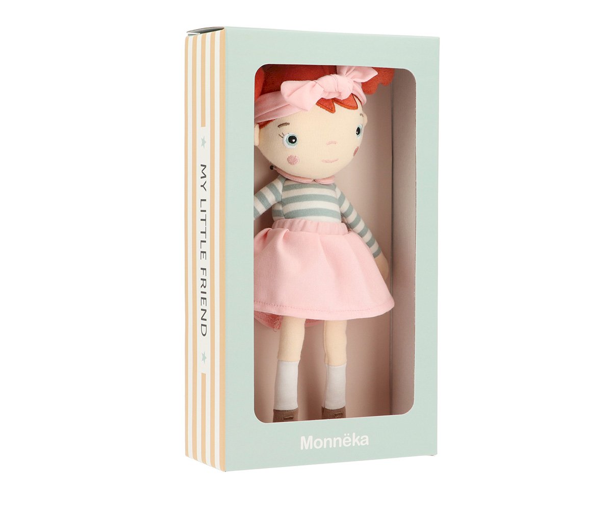 Monnëka - Boneca Pequena Rosa Ruiva Laço