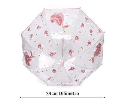 Tutete - Guarda-chuva transparente Unicórnio