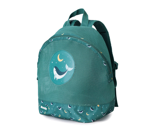 Monnëka - Mochila anti-areia infantil Whale Teal