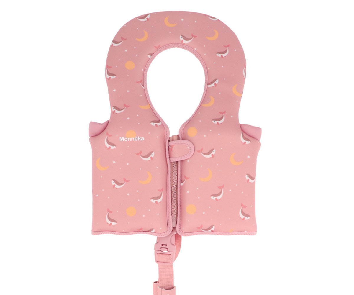 Monnëka - Chaleco flotador de aprendizaje Ballena Rosa (1 a 2 años)