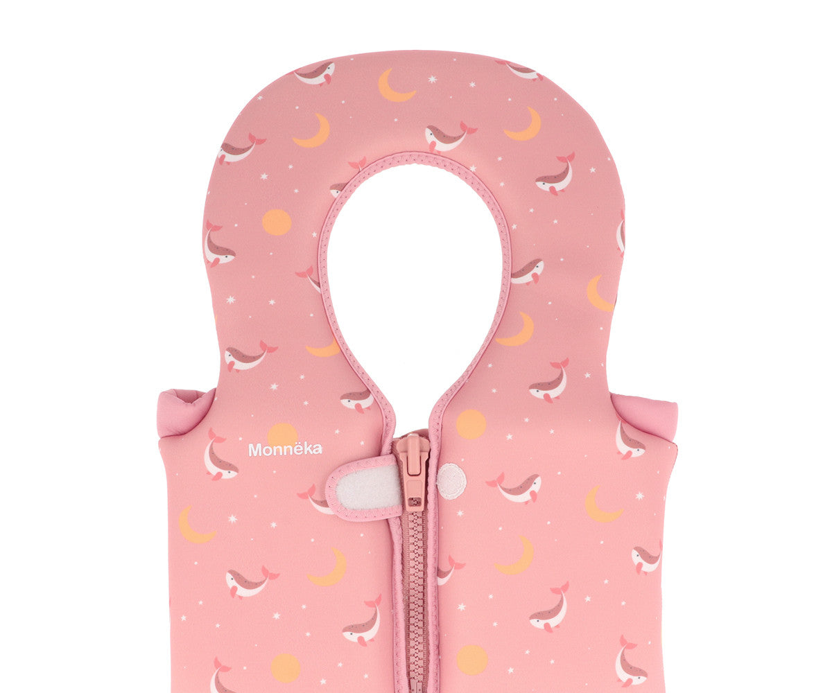 Monnëka - Chaleco flotador de aprendizaje Ballena Rosa (1 a 2 años)