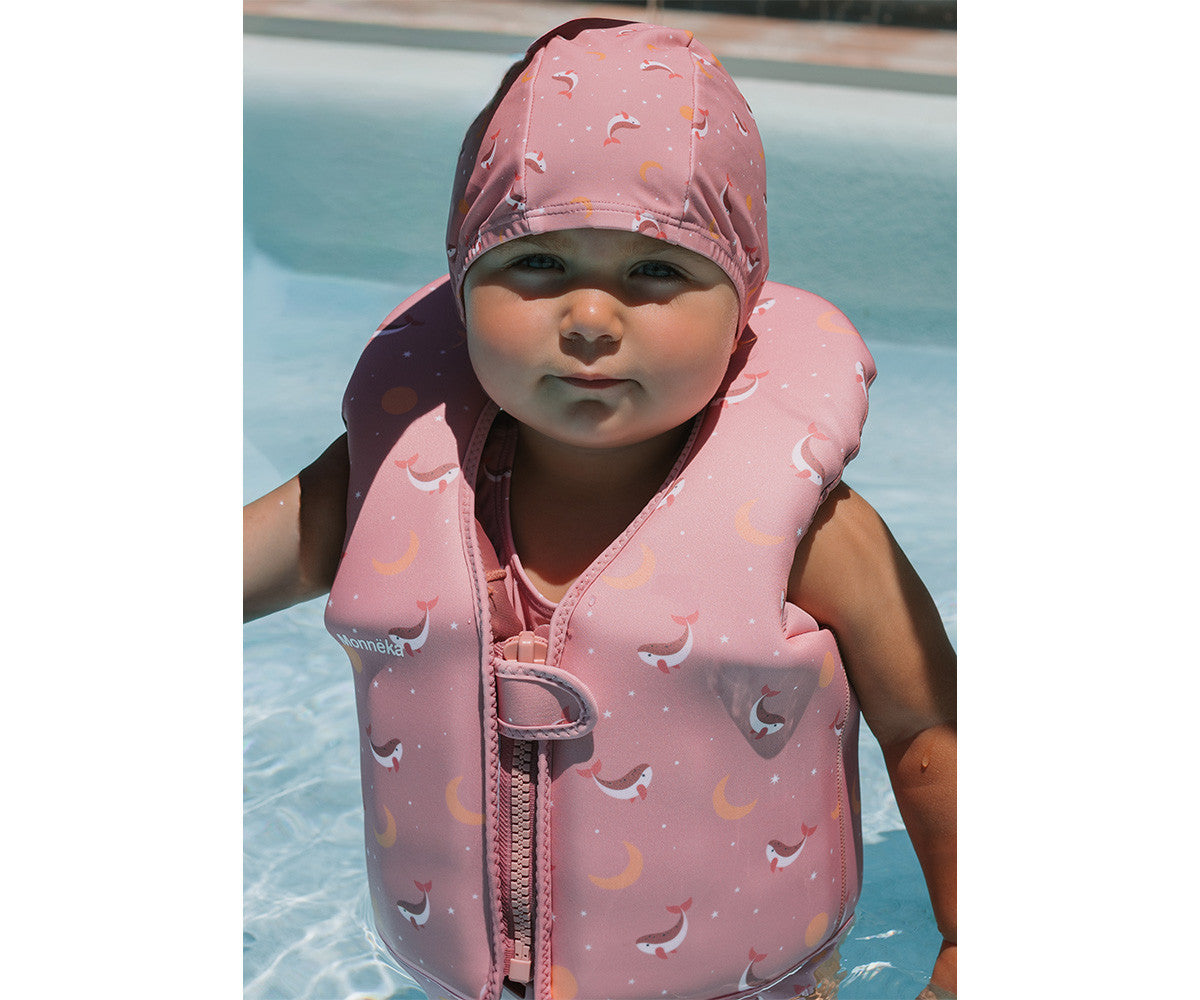Monnëka - Chaleco flotador de aprendizaje Ballena Rosa (1 a 2 años)