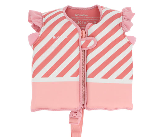 Monnëka - Colete Flutuador Aprendizagem Stripes Bloom & Blush