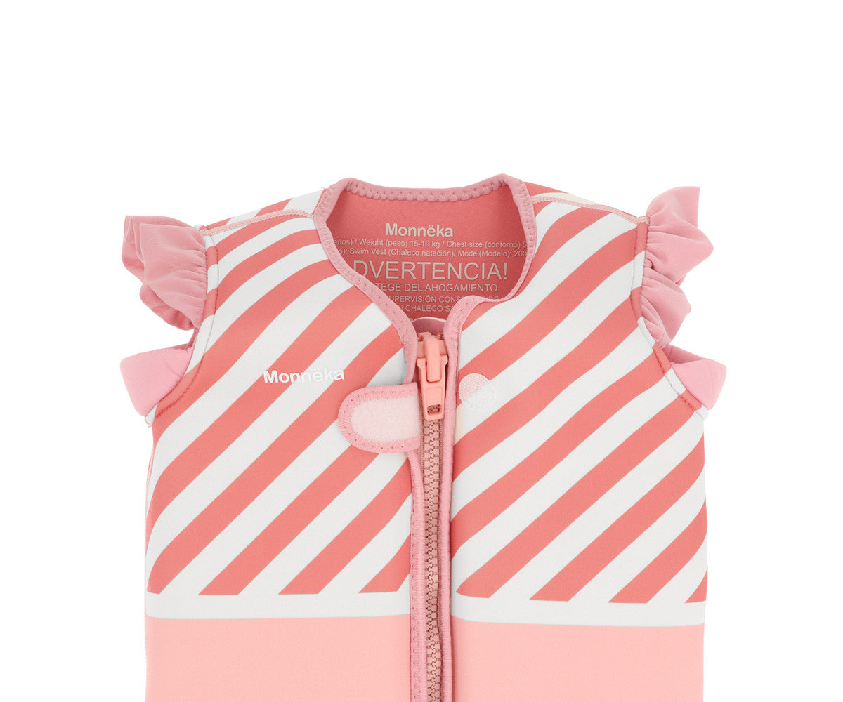 Monnëka - Chaleco Flotador de Aprendizaje Stripes Bloom & Blush