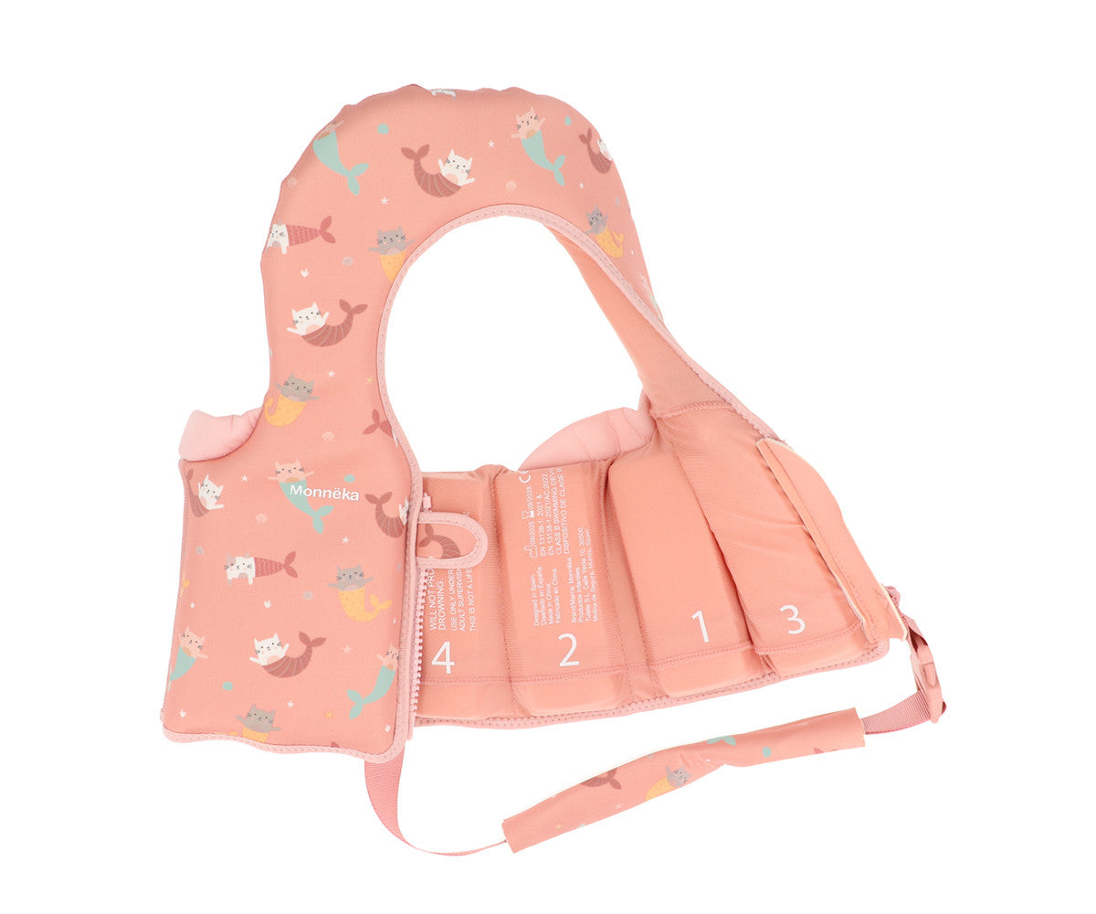 Monnëka - Chaleco Flotador Aprendizaje Mermaid Cats (1 a 2 años)