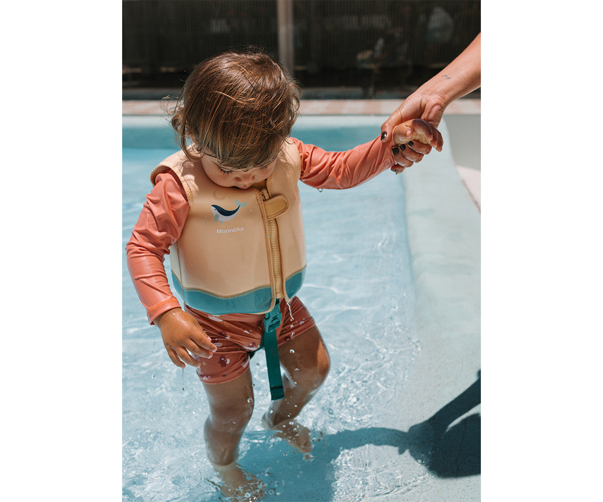 Monnëka - Colete Flutuador Aprendizagem Whale Teal