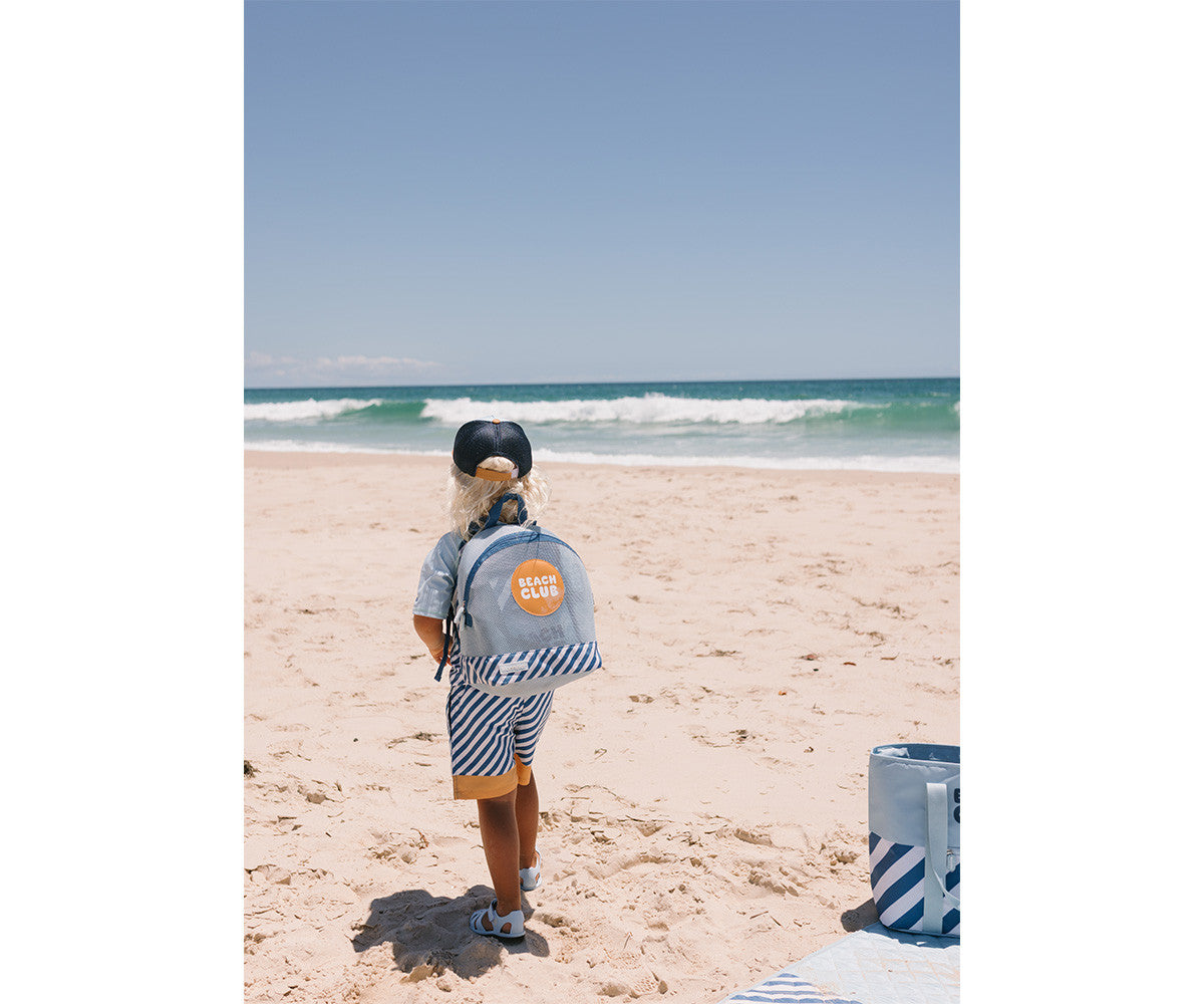 Monnëka - Mochila anti-areia infantil Stripes Blues & Beyond