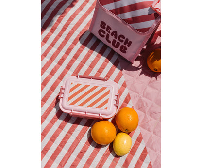 Monnëka - Lancheira Bento Stripes Bloom & Blush