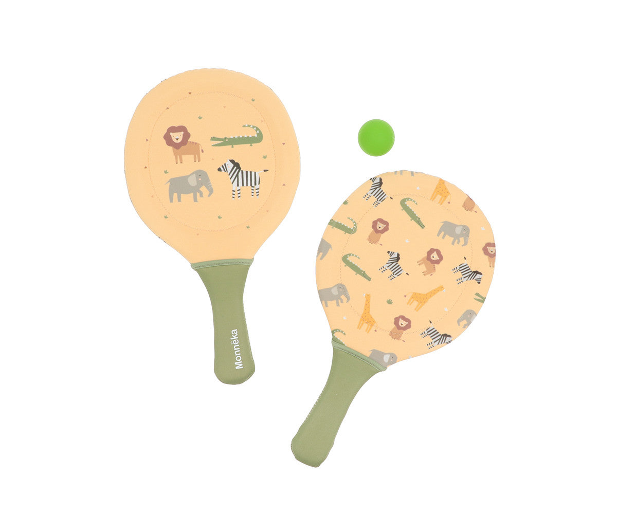 Monnëka - Raquetes de neoprene Wild Animals com bola
