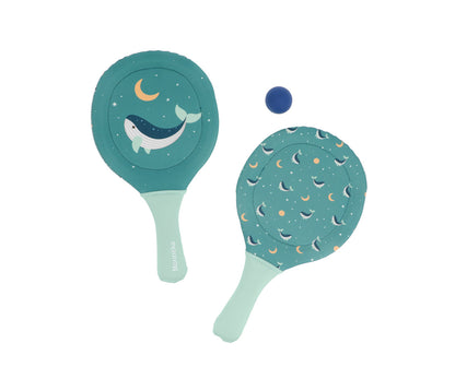Monnëka - Raquetes de neoprene Whale Teal com bola