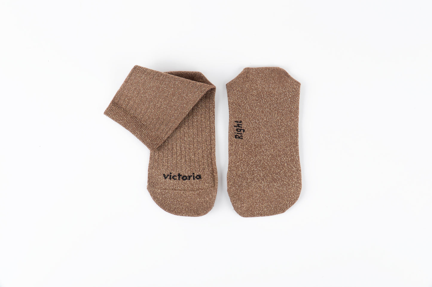 Victoria - Meias Barefoot Lurex Camel