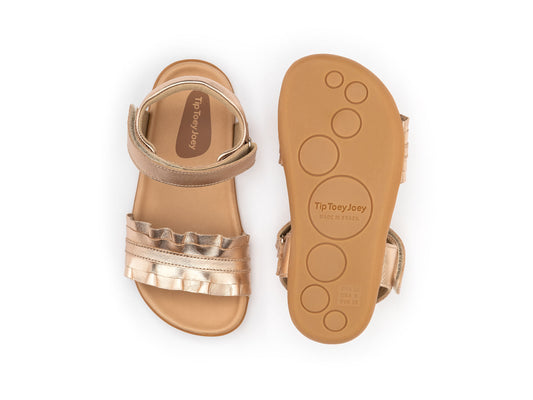 Tip Toey Joey - Sandália Ruffle Metalic Salmon