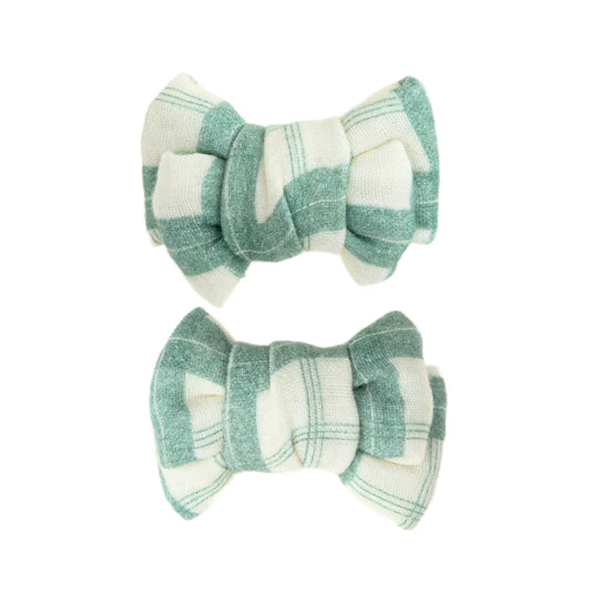 Grech & Co - Conjunto de 2 ganchos de cabelo com laço Fern Plaid